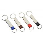 Metal PU Leather Key Chains Double Flat Personalised Leather Key Ring for sale