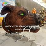 Animatronic Skeletal Dog Head Statue: Smoke-Spraying Mechanism & Glowing Green Eye Display for sale