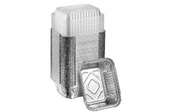 China 1 LB 450ml Oblong Aluminum Takeout Containers Food Box With Lid supplier