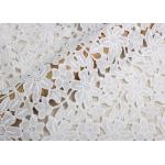 Ivory Guipure Cotton Stretch Lace Fabric By The Yard With 3D Flower Design for sale