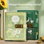 Vintage Flower Language Locking Notebook B6 Combination Lock Journal for sale