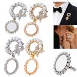 Sublimation Butterfly Pearl Photo Brooch For Wedding Bouquet Memorial Charm Chic Eye Catching Wedding Picture Frame Brooch for sale
