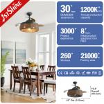 Smart Control Rustic Design Rattan Ceiling Fan with Retractable Blades and Light Kit