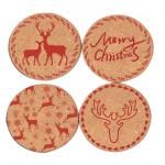 Round Christmas Cork Placemats And Coasters Table Mats Thermal Insulation for sale