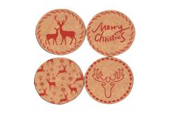 China Round Christmas Cork Placemats And Coasters Table Mats Thermal Insulation supplier