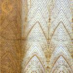Shiny Sequins Embroidered Mesh Lace / Golden Bead Lace 80% Nylon for sale