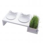 Sustainable Customized Ceramic Double Cat Bowl Multifunctional for sale