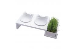 China Sustainable Customized Ceramic Double Cat Bowl Multifunctional supplier