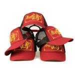 Custom Fashion Baseball Cap / Gorras 5 Panel Trucker Hat Red + Black for sale