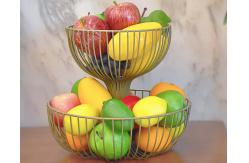 China Customized Design Baking Black Iron 2-Layer Metal Fruit Plate 27*35*24CM supplier