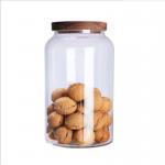 1300ml 2000ml 2800ml Borosilicate Empty Glass Jars With Wood Lid for sale