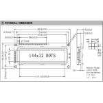 144*32 Graphic LCD Module With ST7920/ST7921 LED Backlight Industrial Display