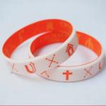 Customized RFID Silicone Bracelet Debossed Ink-Filled Wristbands for Christian Events for sale
