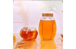 China Metal Lid Glass Honey Jar Hexagon Shape Recyclable Food Storage Container supplier