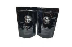 China Coffee Beans Stand Up Zipper Custom Printed Pouch 100g 500g 1kg Glossy Black supplier