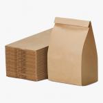 Brown Lunch Kraft Paper Packaging Bags Biodegradable For Restaurants for sale