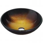 Bathroom Tempered Glass Vessel Sink Gradient Brown Round Wash Basin Bowl for sale