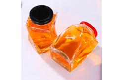 China 500g Empty Honey Bottles Clear Honey Glass Jar 12OZ Twist Shape With Lid supplier
