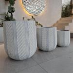 Textured Surface Round Fiber Clay Planter D480*H480 For Elegant Plant Arrangements