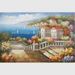 Mediterranean Seascape Paintings  , Contemporary Coastal Canvas Wall Art for sale