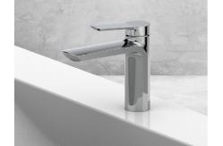 China Single Lever Black Chrome Bathroom Tap Without Pull Rod supplier
