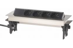 China EU Table Power Outlet , Office Desk Electrical Socket Brushed Stainless Steel Cover supplier