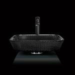 12mm Thick Black Glass Bathroom Sinks 400mm Height Crystal OEM Square Above Counter Sink for sale