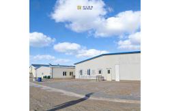 China Prefab Hunting Camp Prefabricated Steel Frame Steel Door Warehouse Building Flat Roof supplier