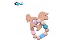 China Baby Bead Silicone Wood Teether Diy Handmade Pony Shape Easy To Clean Customized supplier