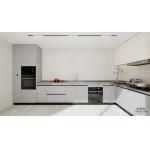 Matte Silver  Fadior L Shaped  Stainless Steel Kitchen With Seamless Design  And Hygienic Surface for sale