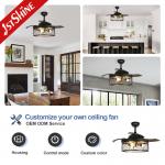 42 Inches Farmhouse Bedroom Invisible Ceiling Fan With Lights And Remote Control