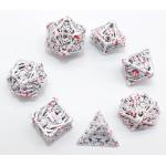 Hand Carved White Mini Polyhedral Dice DND 7 Piece Set Portable for sale