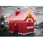 SGS ROHS Inflatable Christmas Santa Claus House Red + White Color for sale