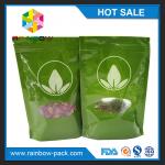 Green Tea Bags Packaging Printed Mylar Stand Up k Bag With Clear Window for sale
