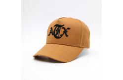 China 3D Embroidered Letter Pattern Baseball Cap Yellow Brown 100% Cotton Twill Constructed Hat supplier
