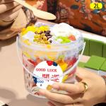 Water Bucket 500ml 1L 2L Plastic Pail With Lid For Water Yogurt Cookie Food Storage for sale