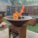 Easy To Clean And Rusted Charcoal Corten Steel BBQ Grill For Backyard Cooking for sale
