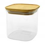 Large Borosilicate Glass Food Storage Jar Stackable Bamboo Lid Glass Storage Tank for sale