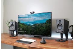 China Process Bending Universal Desk Stand for Small and Medium Bookshelf Computer Speakers supplier