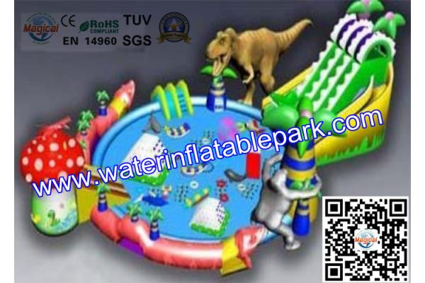 Funny Animal World Inflatable Water Park , Inflatable Entertainment Park with Pool
