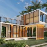 2025 Prefabricated Apple Cabin House Galvanized Steel Frame Metal Carved Panel Bamboo Wood Fiber Board for sale