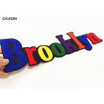 Custom Colorful Letters Chenille Embroidery Patches Black Felt Background for sale