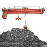 Mobile Travelling Overhead Steel Plant Crane Remote Control Double Beam Grab Bucket for sale