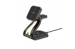 China Magnetic 3 In 1 Wireless Charging Station 15W Fast With Night atmosphere Lamp supplier