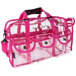 Pink Clear PVC Makeup Bag - Large Size Professional Makeup Artist Rectangular Tote with Strap for sale