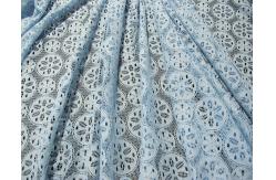 China Royal Blue Cotton Nylon Lace Fabric Snowflake Design Dress Material supplier