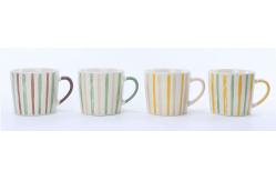 China Hand Drawn Pastel Vertical Stripe Ceramic Tableware Set (Mugs & Bowls) supplier