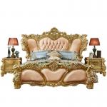 ISO14001 European Style Bedroom Furniture Five Star Hotel Solid Wood Double Bed for sale