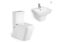 China Mix Pit Spacing 180mm Two Piece WC Toilet  And Wall Hung Basin Set supplier