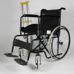 Solid Castor Folding Steel Wheelchair With Black Powder Coating Frame for sale